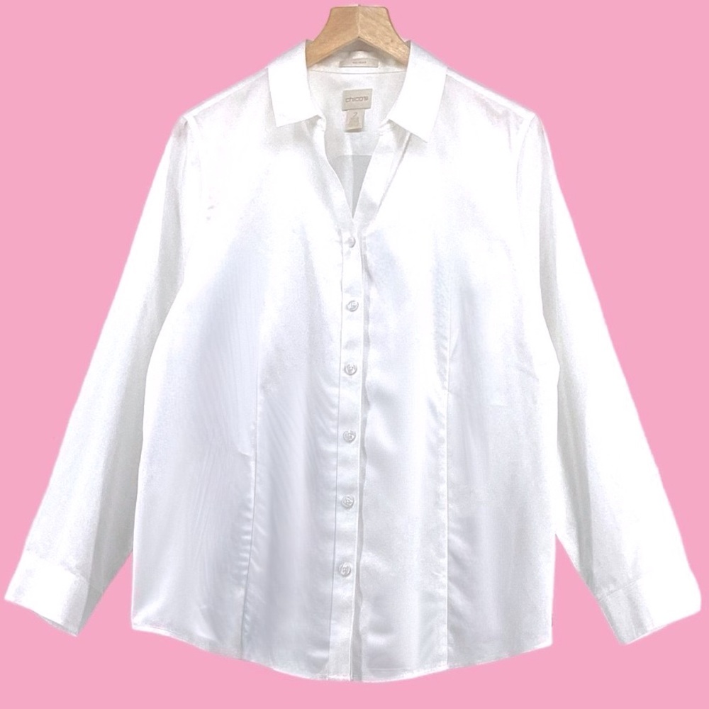 Chico's White Button Down Shirt - Picture 2 of 13